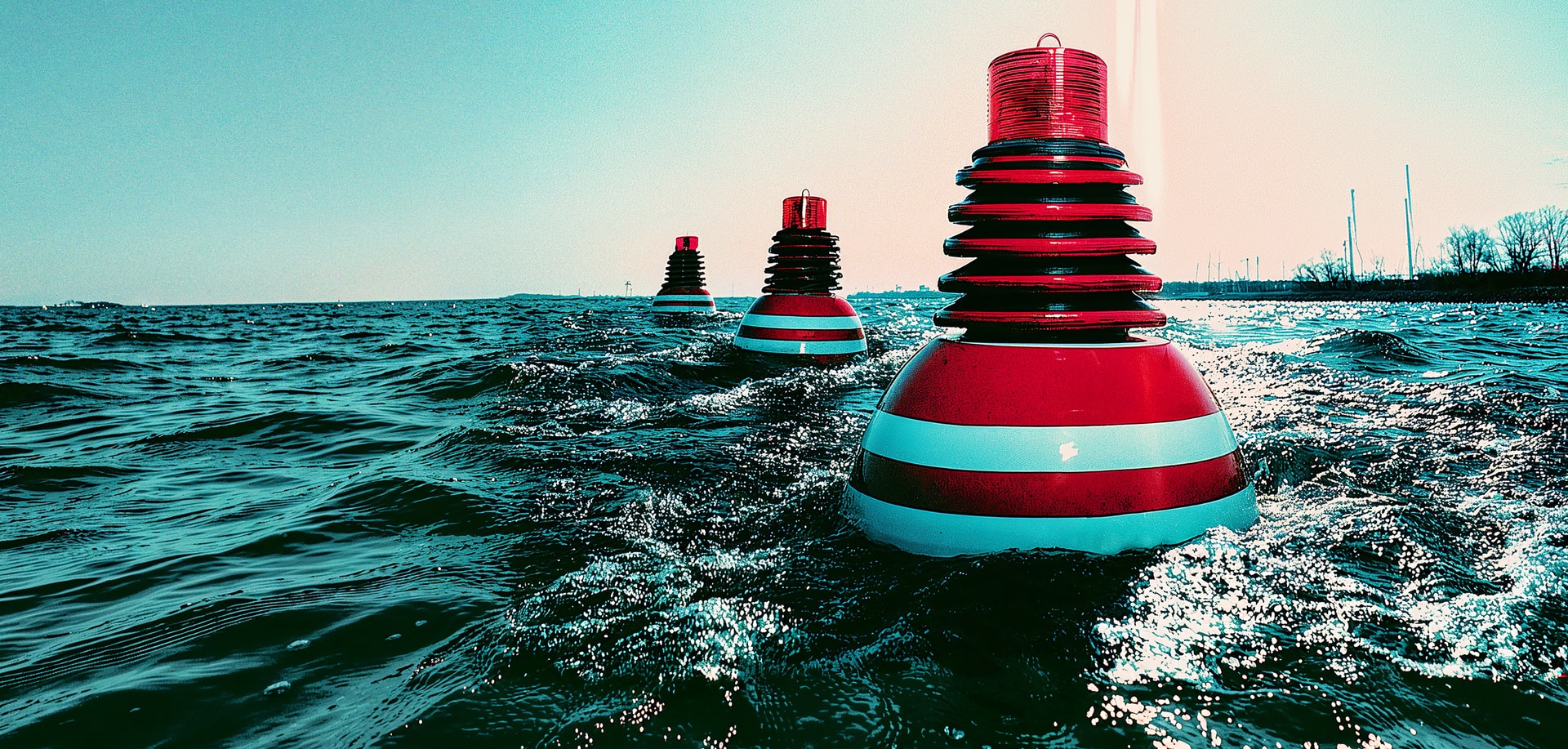3 buoys in the water